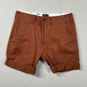 Levis 502 Premium Shorts Womens 29 Regular Taper Chino Cuffed Amber Brown